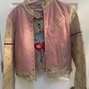 Studded leather coat